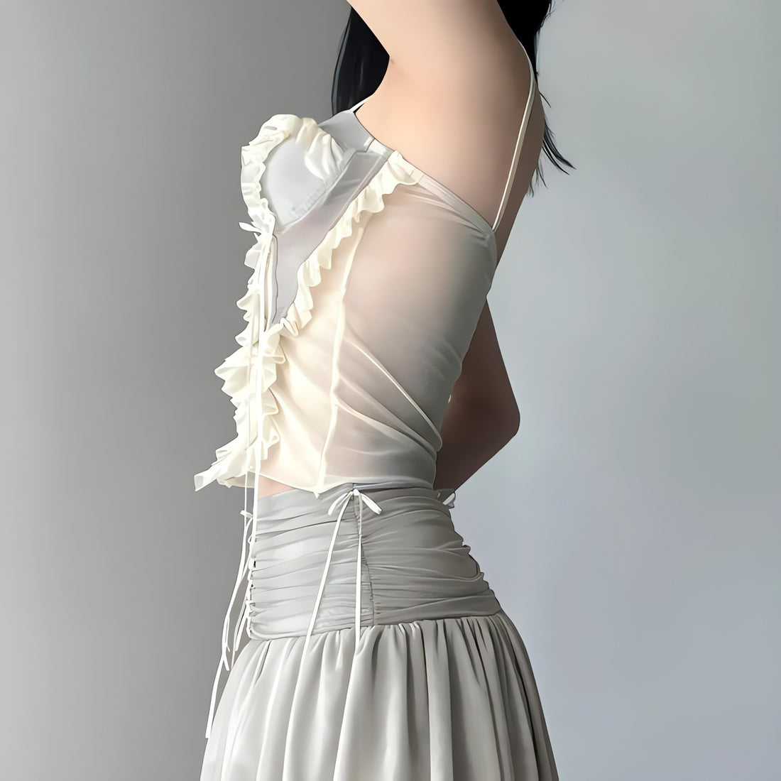 Fairycore Ruffled Mesh Corset Top - KAYSMAR