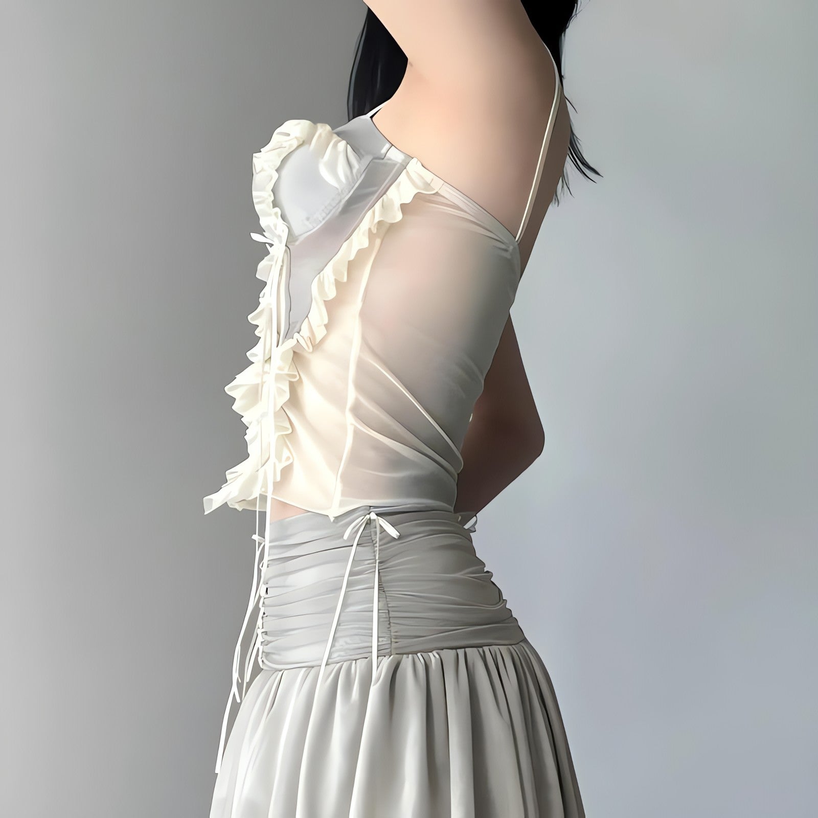 Fairycore Ruffled Mesh Corset Top - KAYSMAR