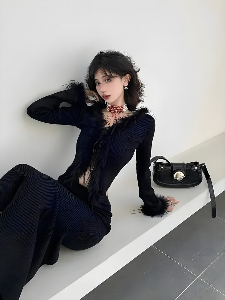 Faux Fur Trim Cardigan - KAYSMAR