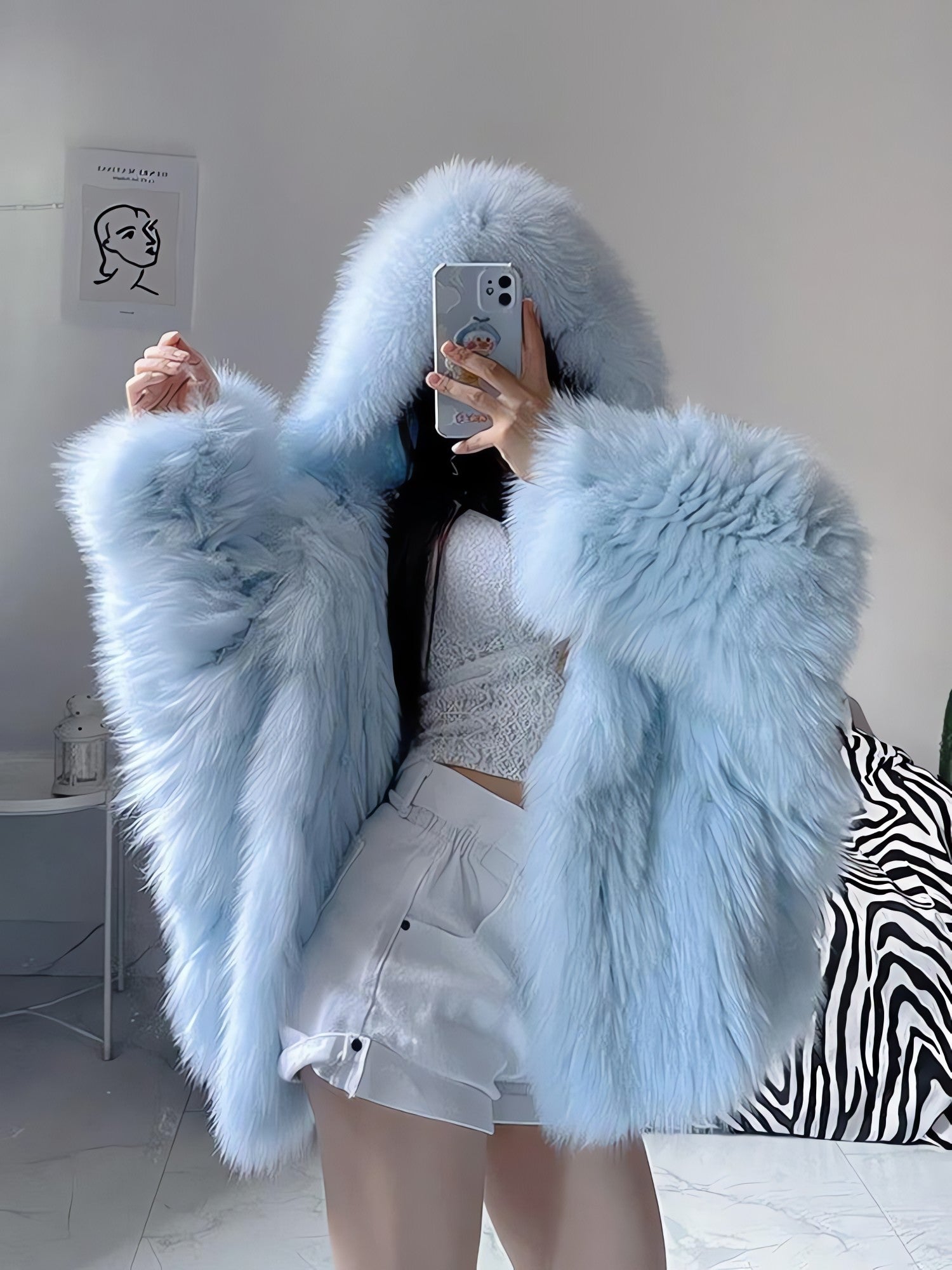 Faux Fur Hooded Jacket - KAYSMAR