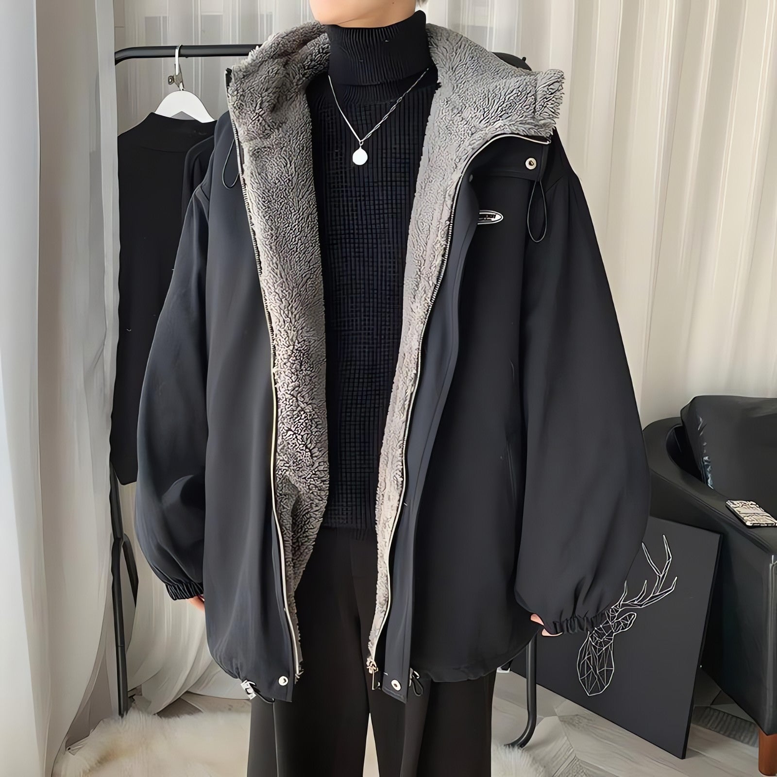 Faux Fur Lined Hooded Jacket - KAYSMAR