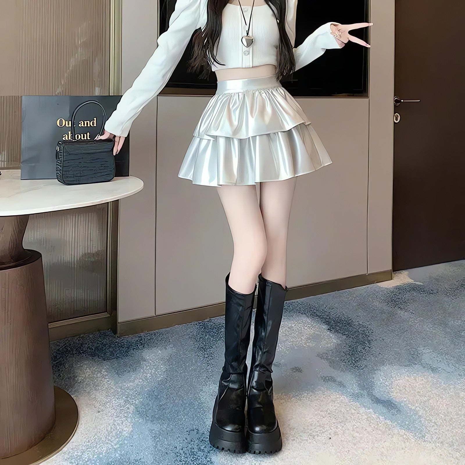 Faux Leather A-Line Mini Skirt - KAYSMAR