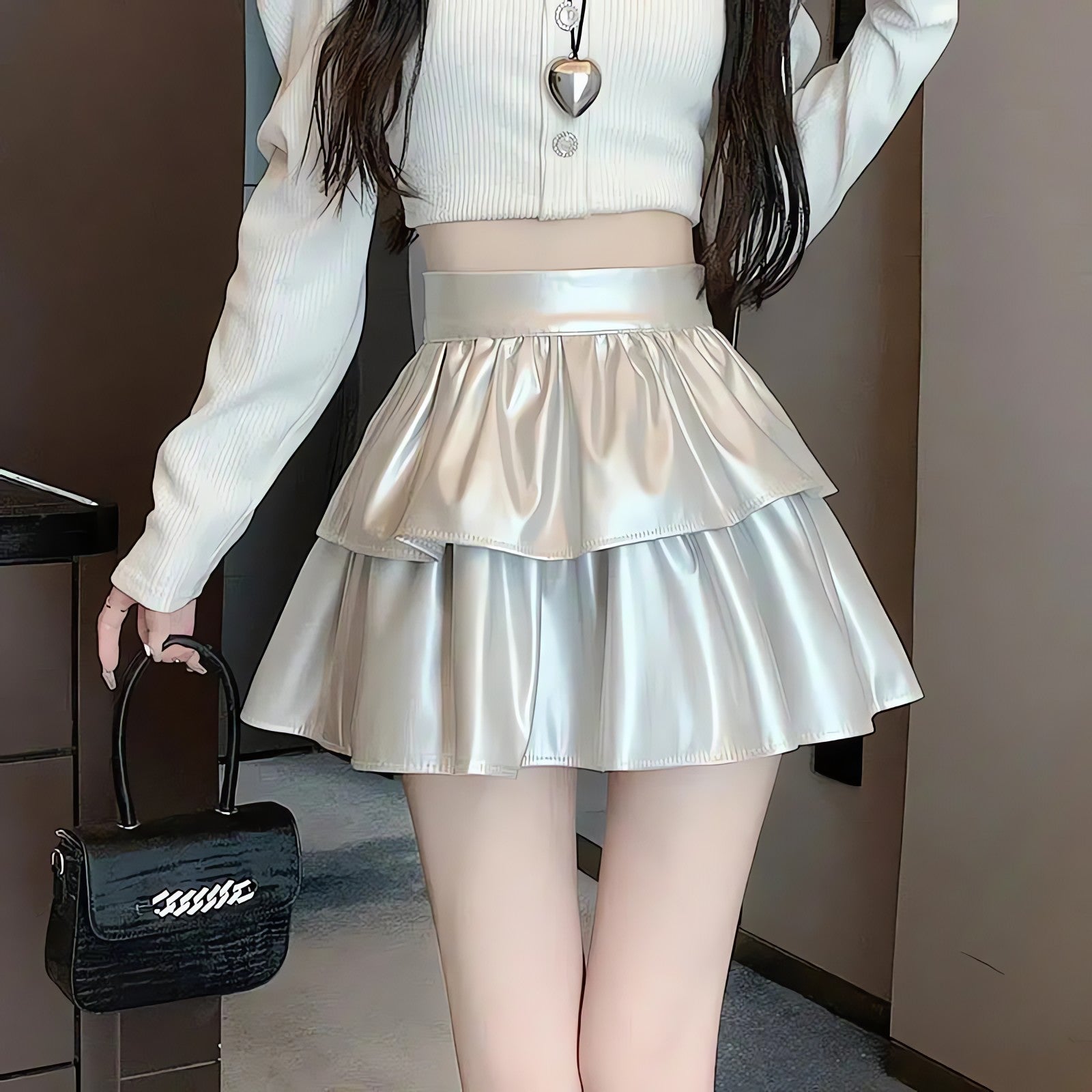 Faux Leather A-Line Mini Skirt - KAYSMAR