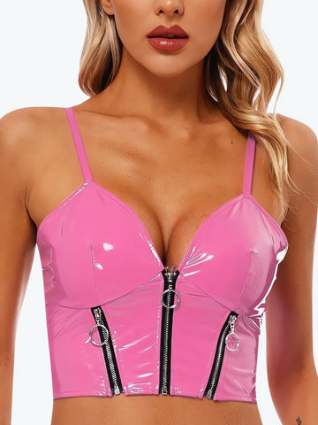 Faux Leather Bustier Crop Top - KAYSMAR