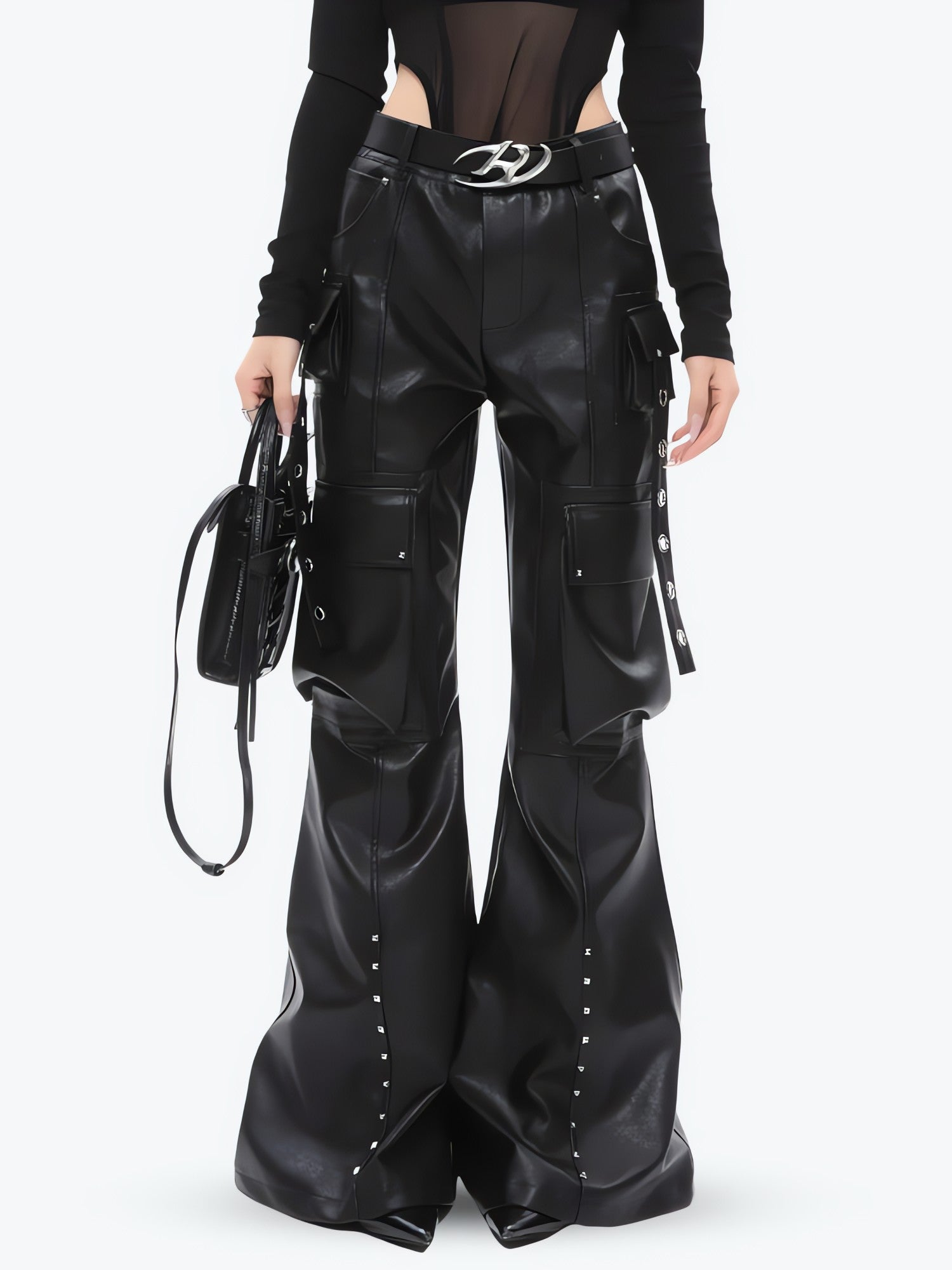 Faux Leather Cargo Pants - KAYSMAR