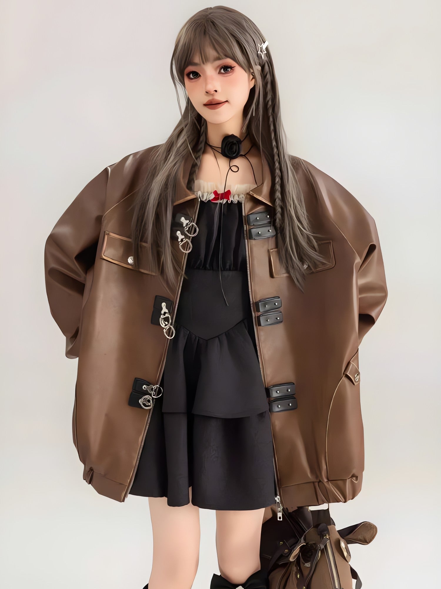 Faux Leather Oversized Jacket - KAYSMAR