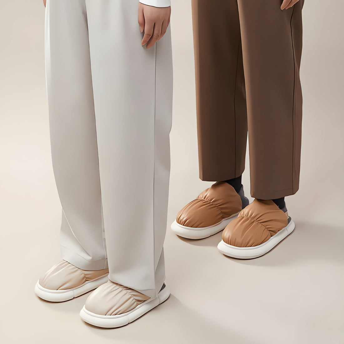 Faux Leather Puffer Slippers - KAYSMAR