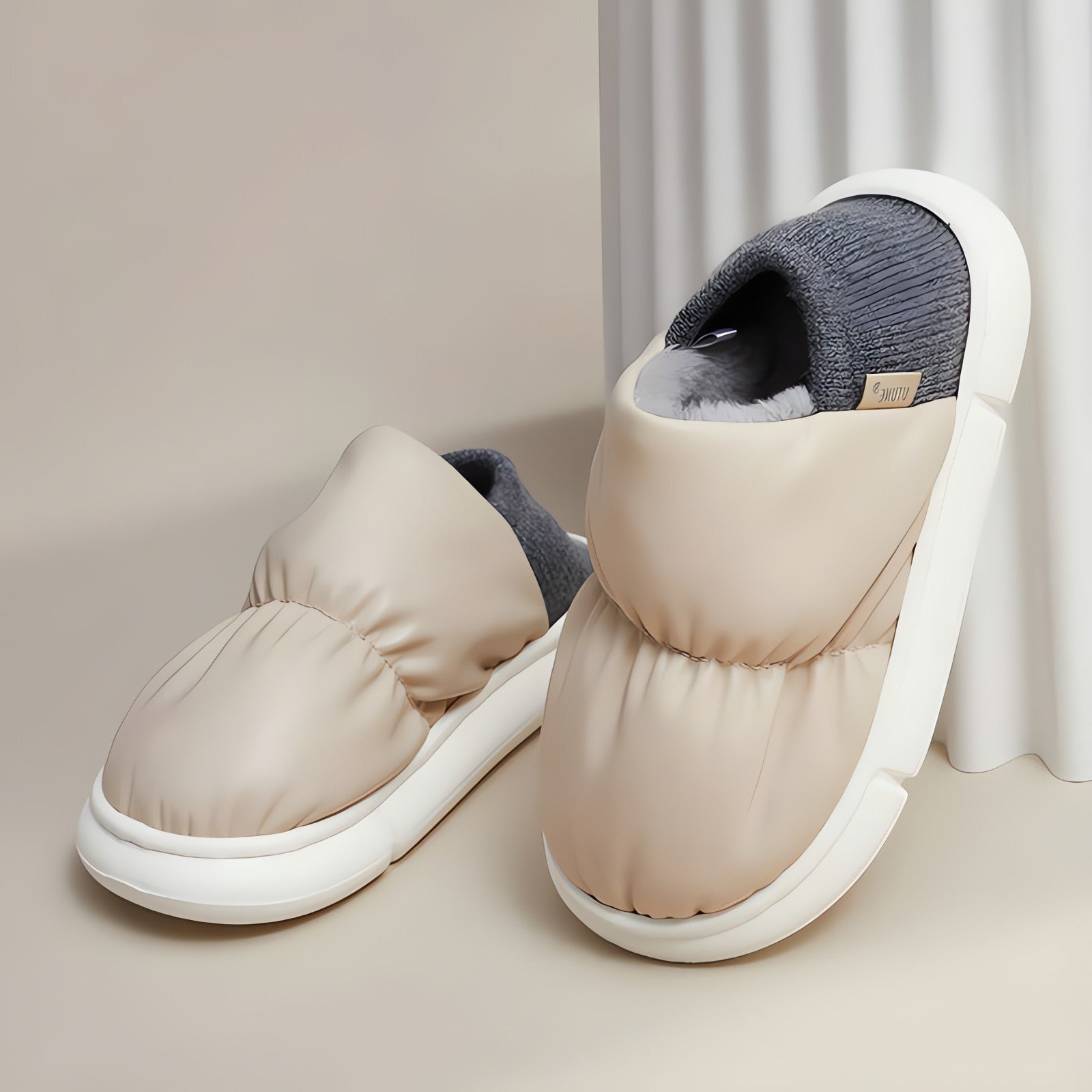 Faux Leather Puffer Slippers - KAYSMAR