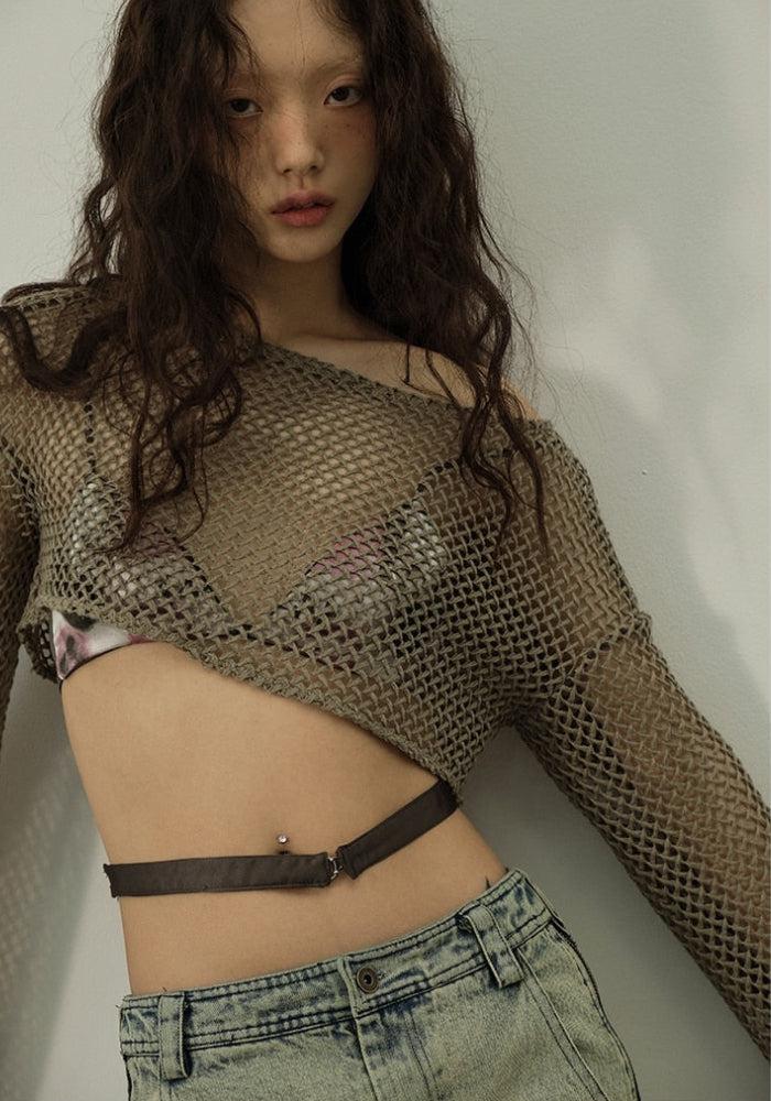 Fishnet Crop Shrug Sweater - KAYSMAR
