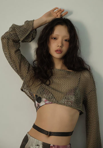Fishnet Crop Shrug Sweater - KAYSMAR