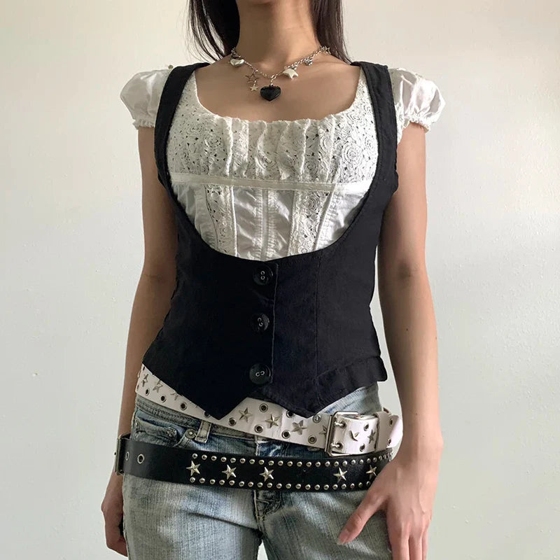 Fitted Button Up Vest - KAYSMAR