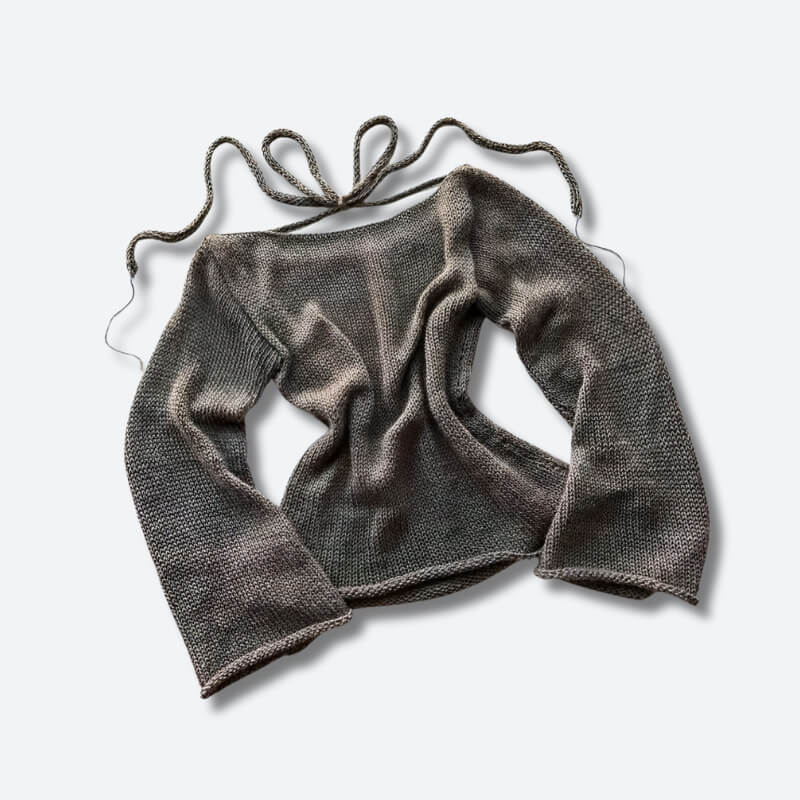 Flare Sleeved Knit Backless Top - KAYSMAR