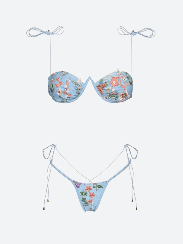 Floral Embroidered Bikini Set - KAYSMAR