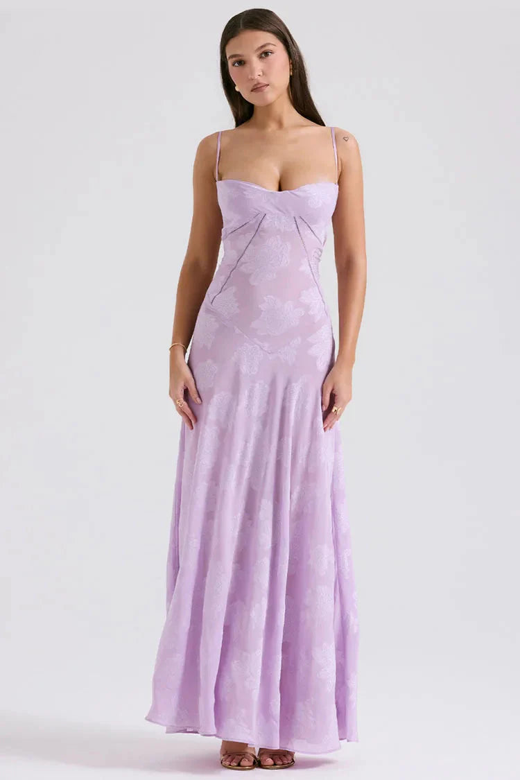 Floral Lace Up Maxi Dress - KAYSMAR