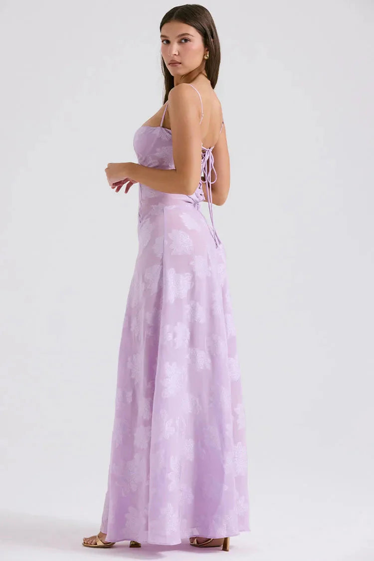 Floral Lace Up Maxi Dress - KAYSMAR