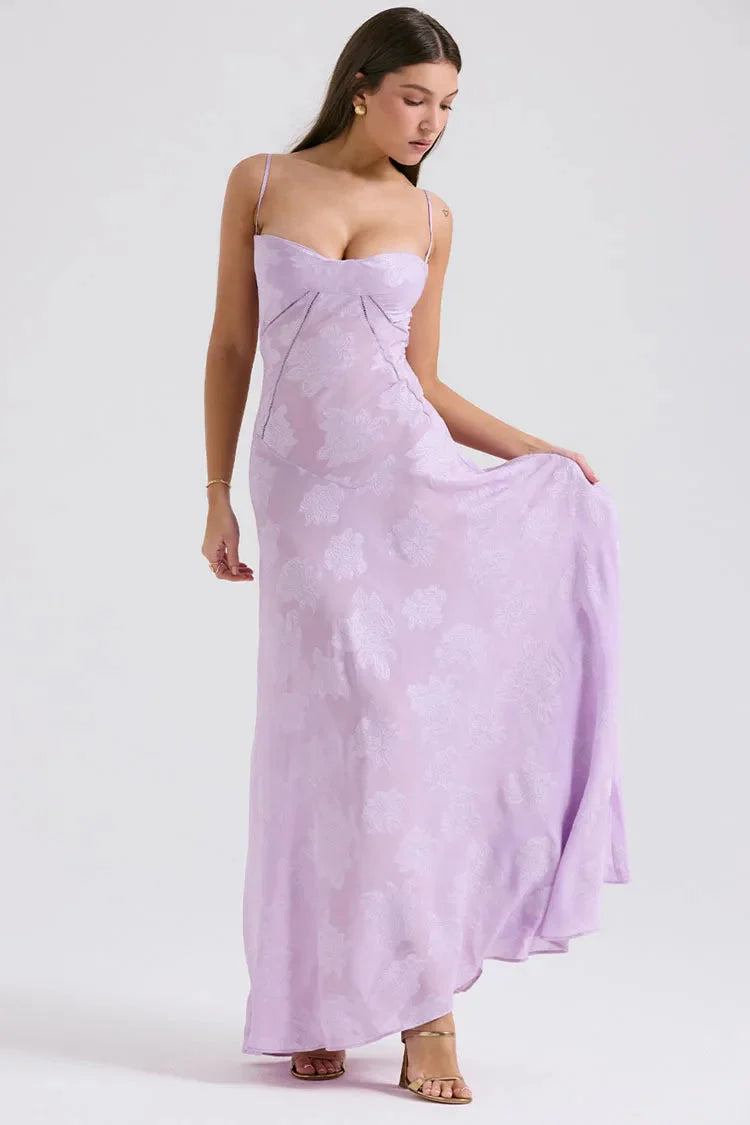 Floral Lace Up Maxi Dress - KAYSMAR