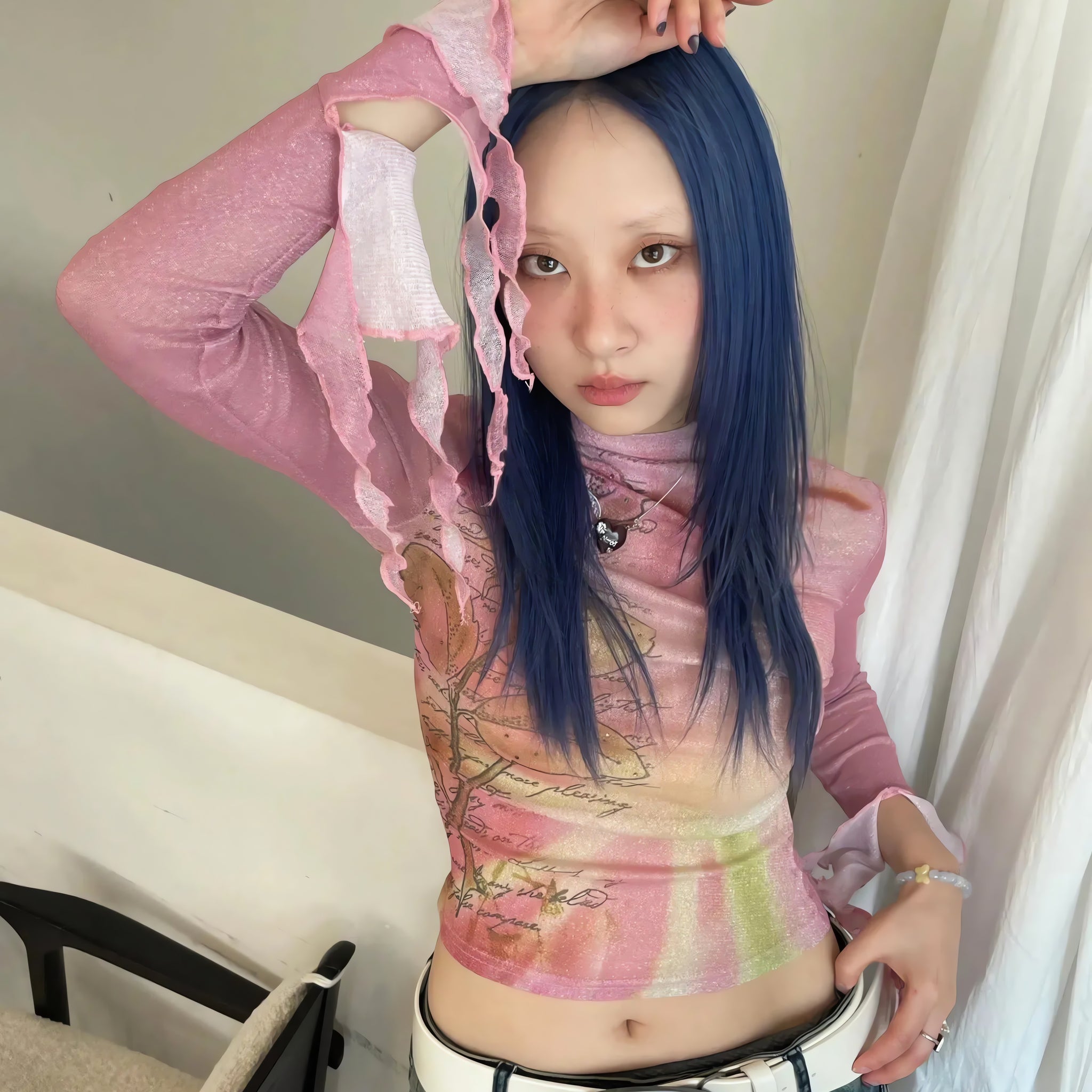 Floral Ruffled Cuffs Top - KAYSMAR