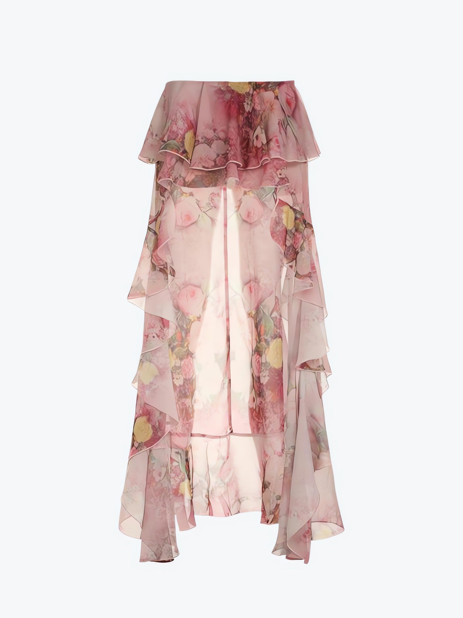 Floral Ruffled Mesh Mullet Skirt - KAYSMAR