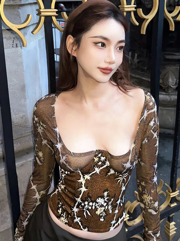 Floral Square Neck Corset Top - KAYSMAR