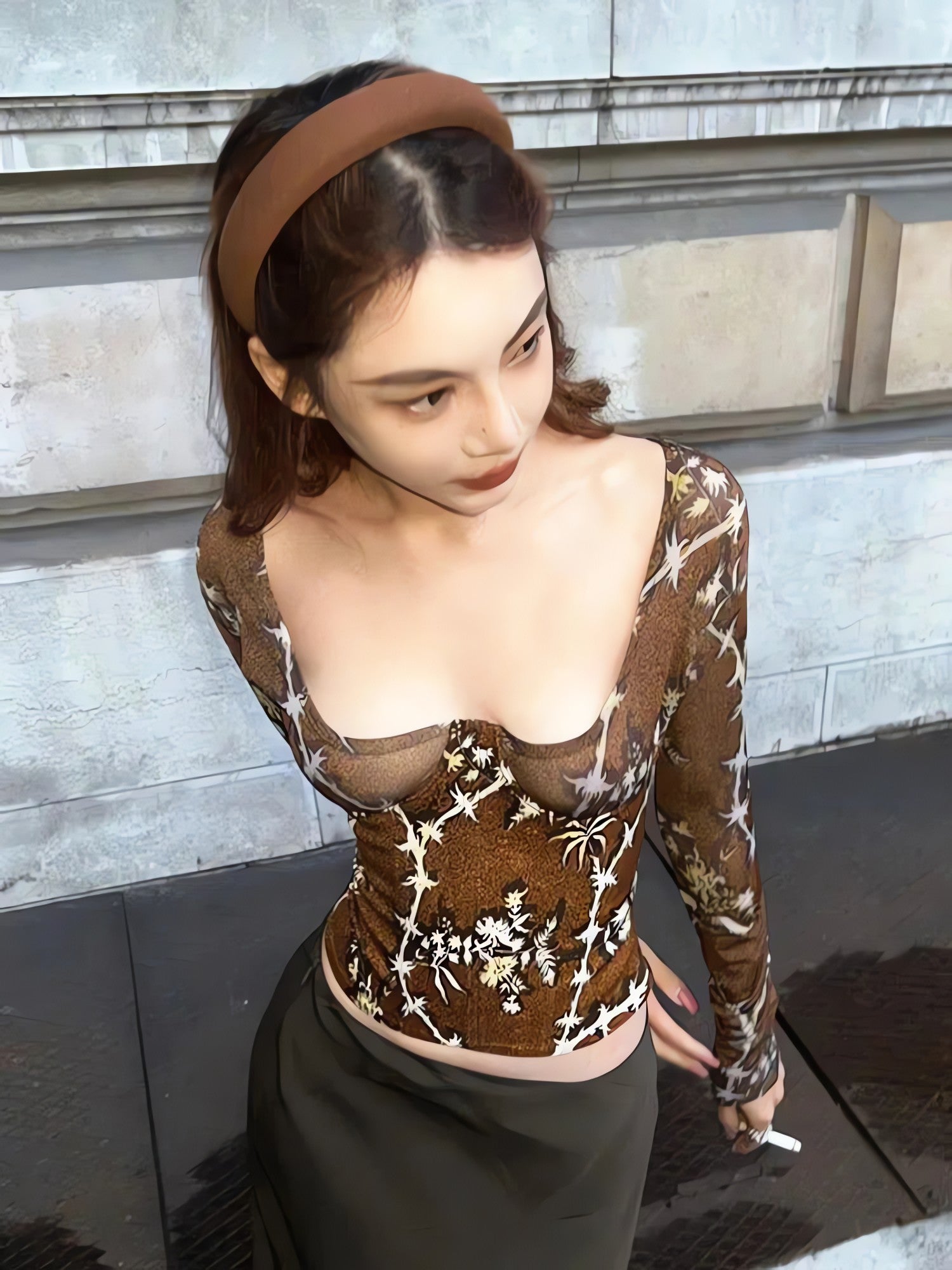 Floral Square Neck Corset Top - KAYSMAR