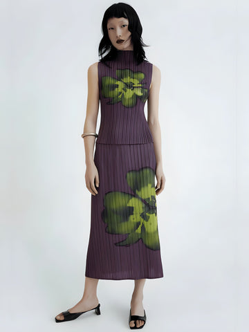 Floral Top & Midi Skirt Two Piece Set