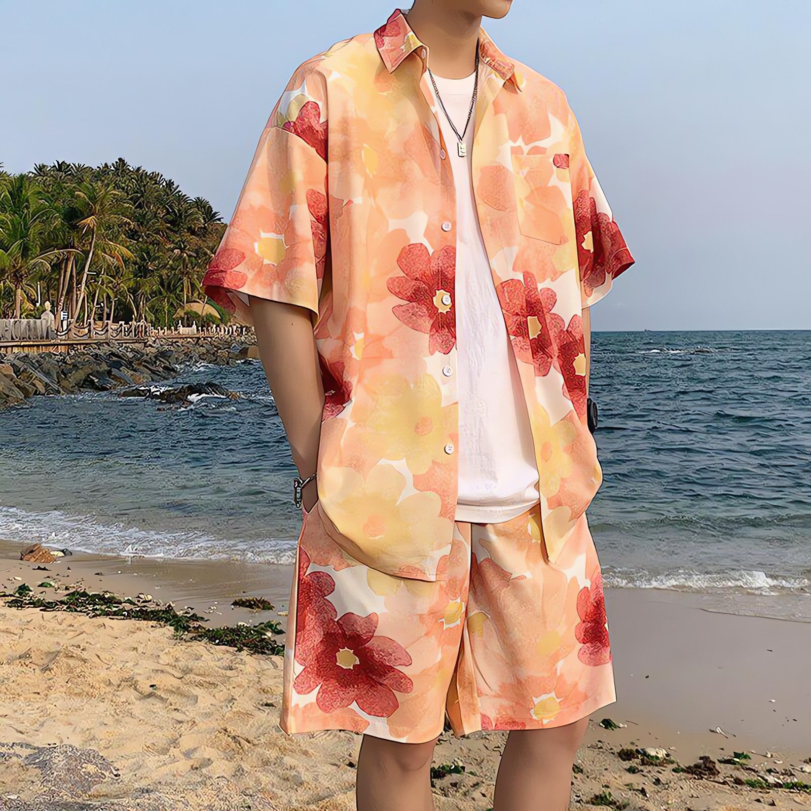Flower Shirt & Shorts Two Piece Set - KAYSMAR