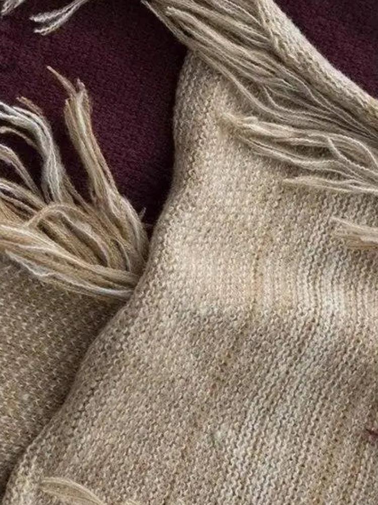 Fringe Patchwork Knitted Sweater - KAYSMAR