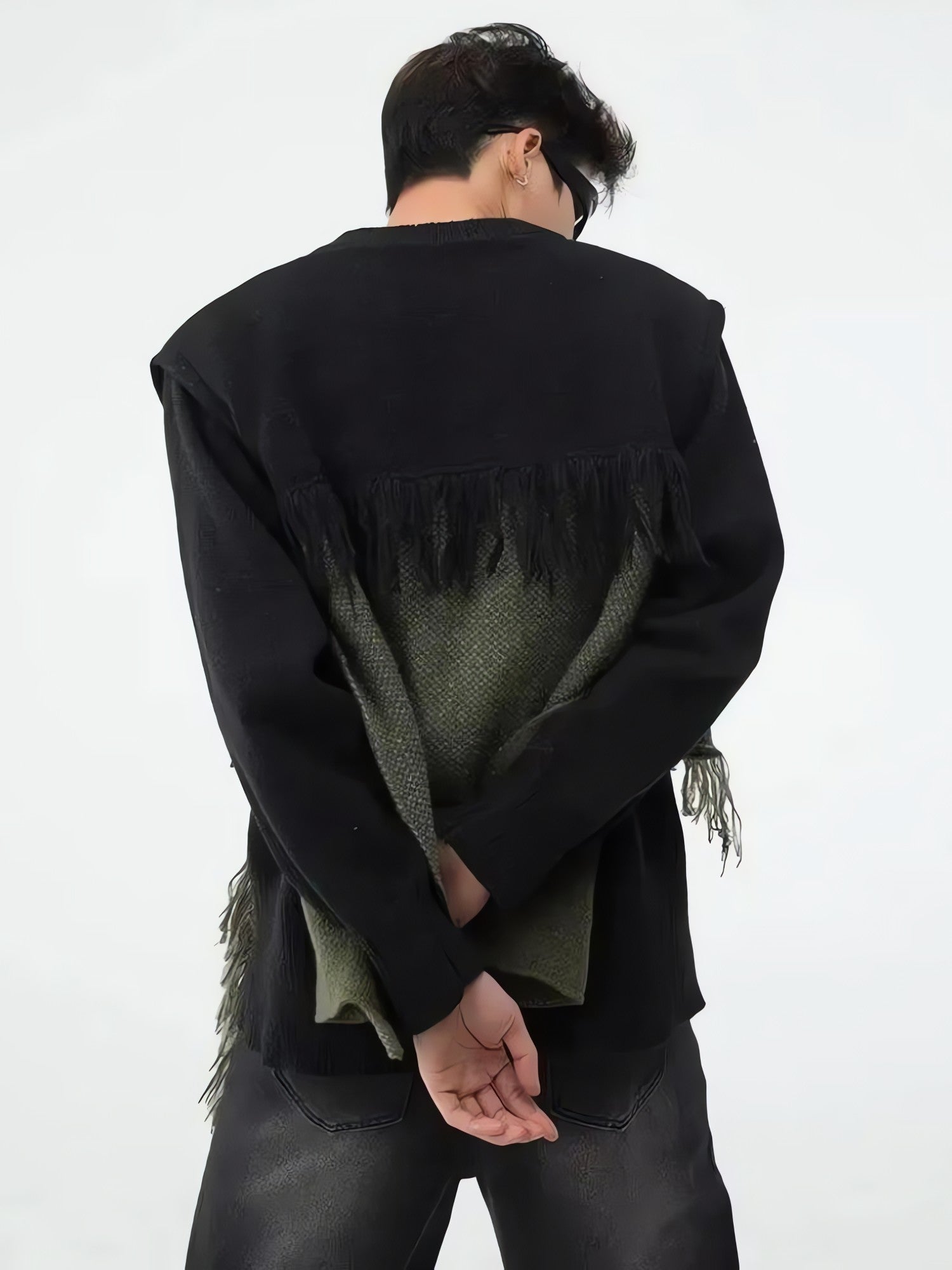 Fringe Patchwork Knitted Sweater - KAYSMAR