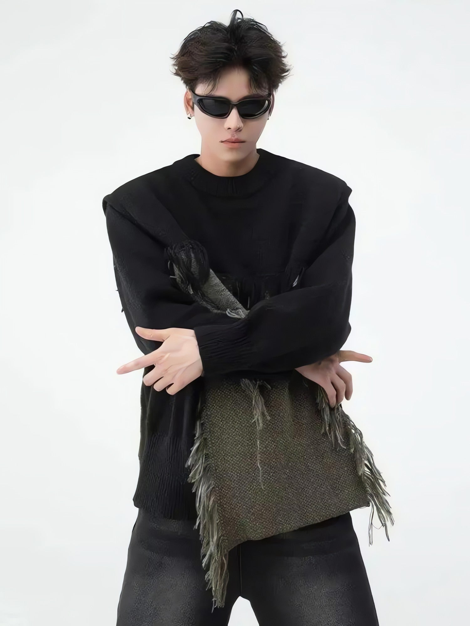 Fringe Patchwork Knitted Sweater - KAYSMAR
