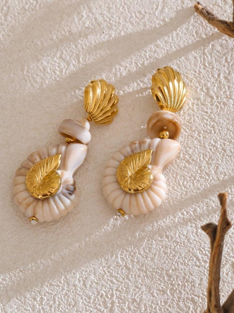 Golden Seashell Earrings - KAYSMAR