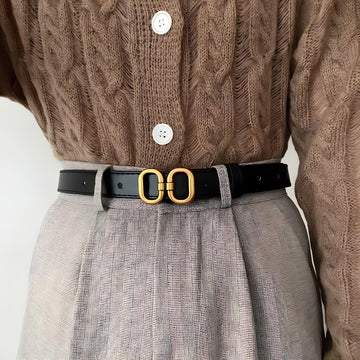 Golden Buckle Skinny Belt - KAYSMAR