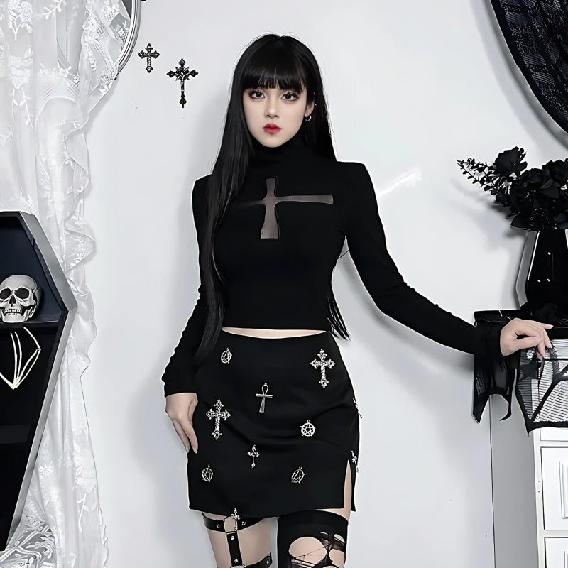 Goth Cross Cut Out Top - KAYSMAR