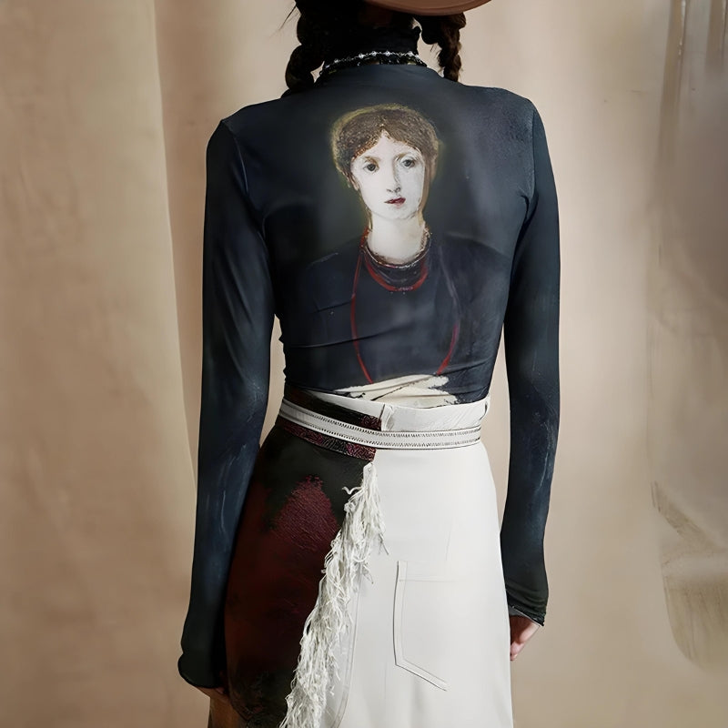 Goth Dark Female Figure Mesh Top - KAYSMAR