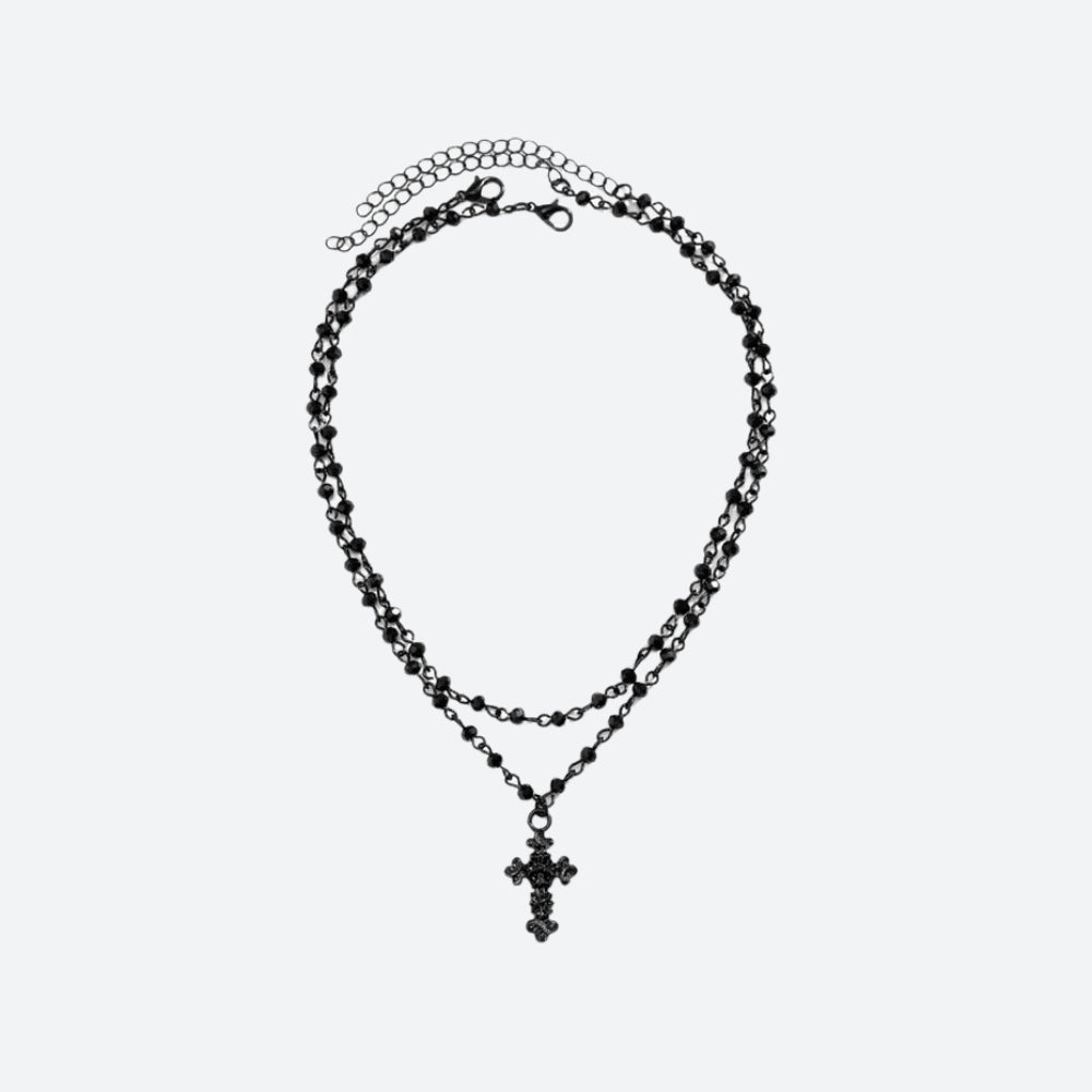 Goth Double Chain Cross Necklace - KAYSMAR