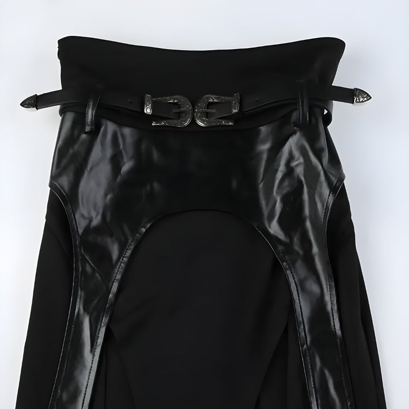 Goth Double Slit Maxi Skirt - KAYSMAR