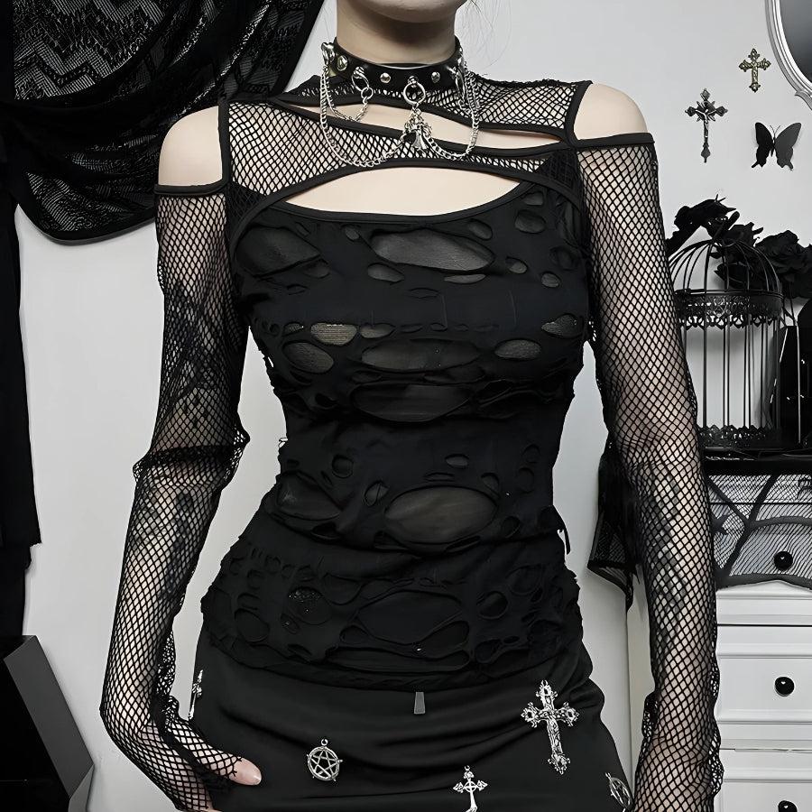 Goth Fishnet Ripped Top - KAYSMAR