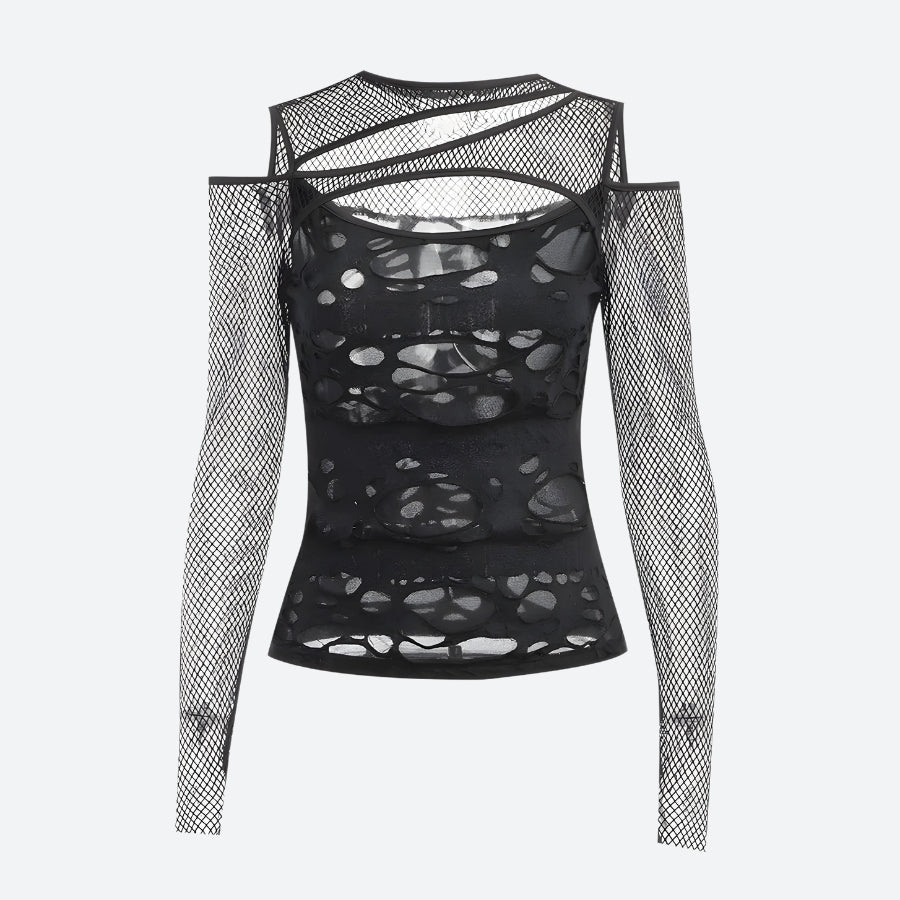 Goth Fishnet Ripped Top - KAYSMAR