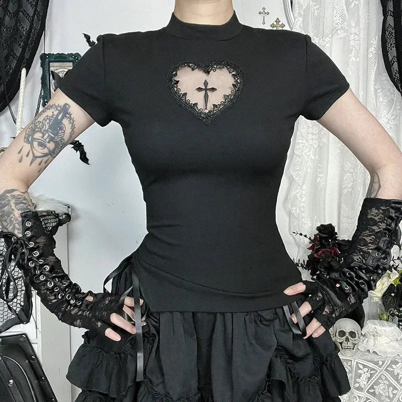 Goth Heart & Cross Top - KAYSMAR