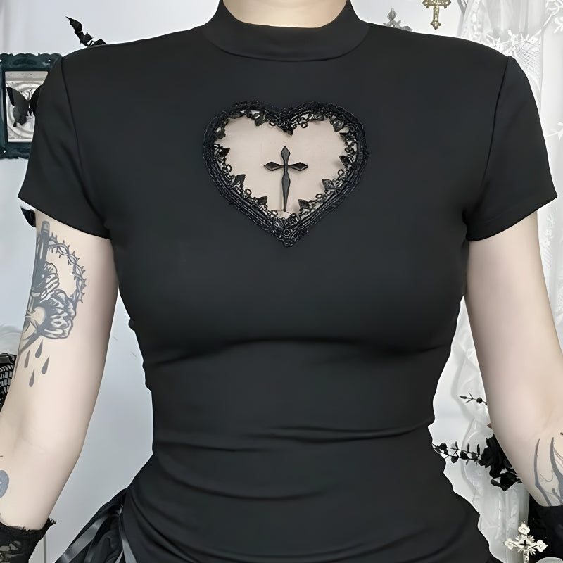 Goth Heart & Cross Top - KAYSMAR