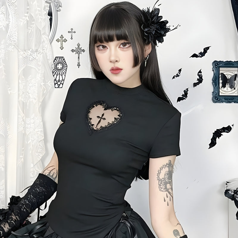 Goth Heart & Cross Top - KAYSMAR