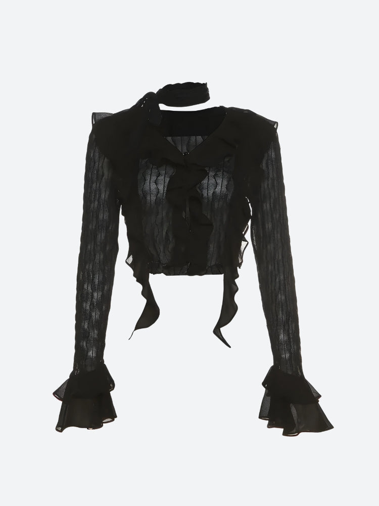 Goth Sheer Ruffled Blouse - KAYSMAR