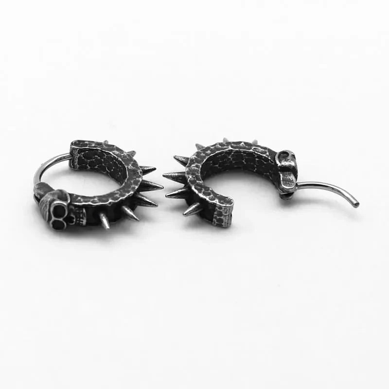 Goth Skull Spiked Hoop Earrings - KAYSMAR