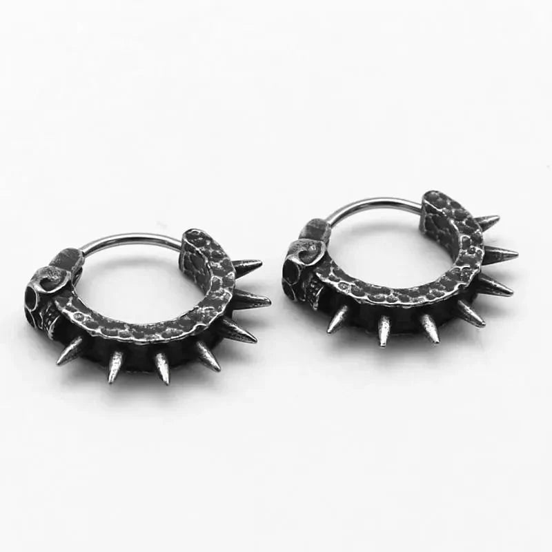 Goth Skull Spiked Hoop Earrings - KAYSMAR
