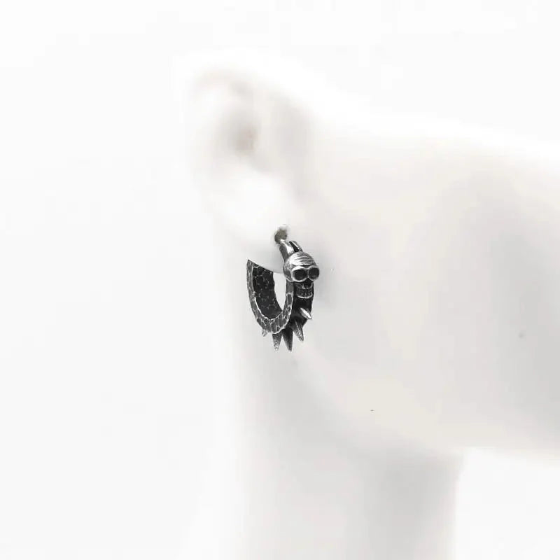 Goth Skull Spiked Hoop Earrings - KAYSMAR