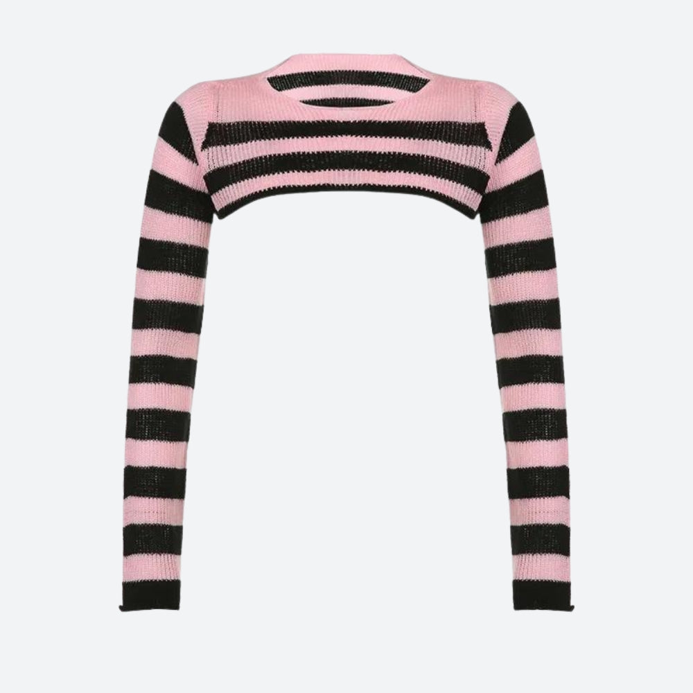 Goth Striped Knitted Shrug Sweater - KAYSMAR