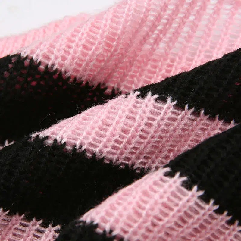 Goth Striped Knitted Shrug Sweater - KAYSMAR