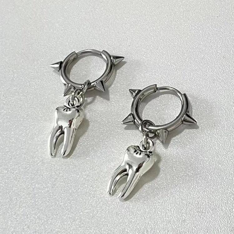 Goth Tooth Spiked Hoop Earrings - KAYSMAR
