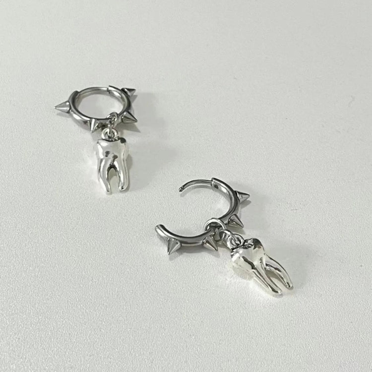 Goth Tooth Spiked Hoop Earrings - KAYSMAR
