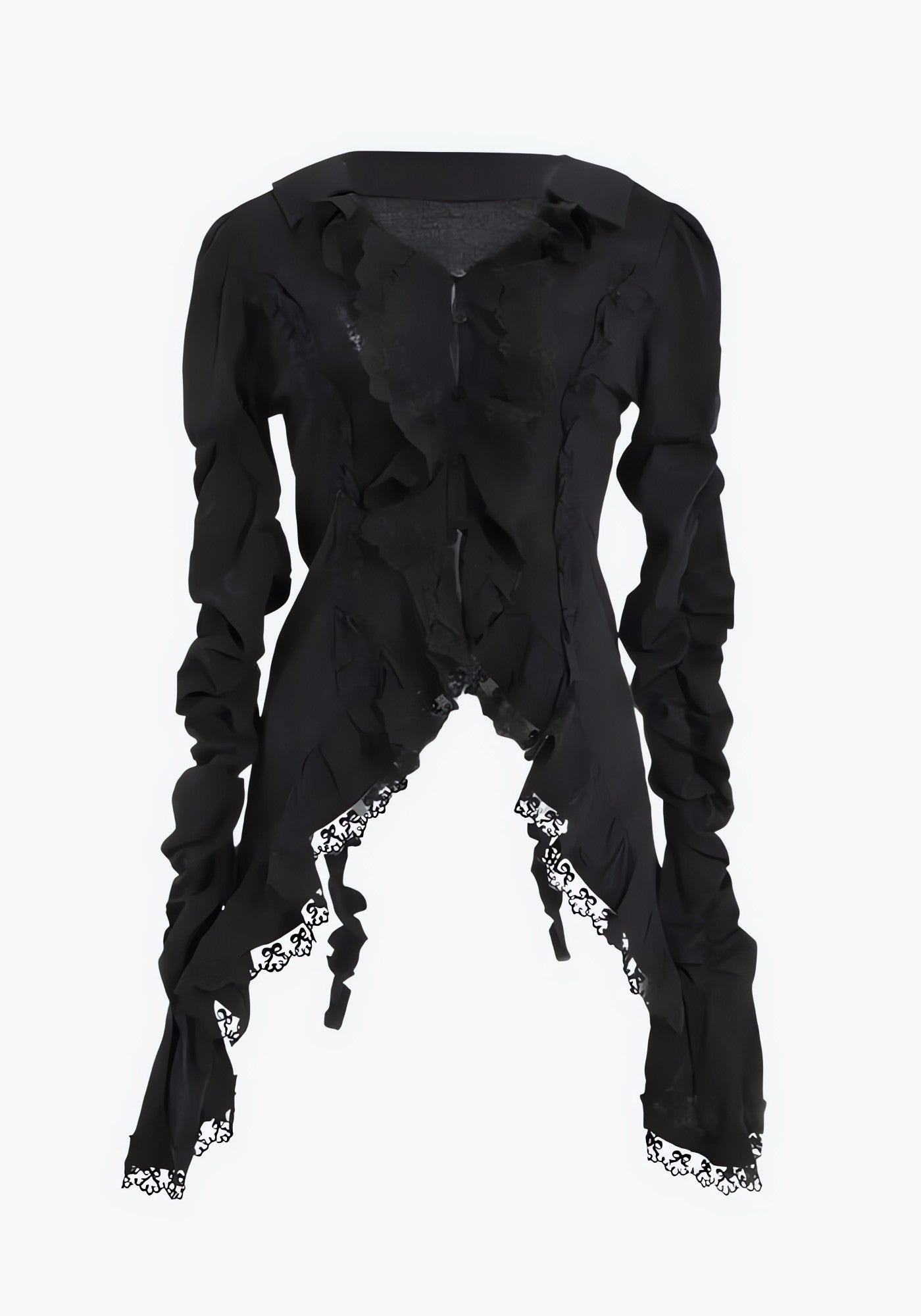 Goth Asymmetric Ruched Sleeve Blouse - KAYSMAR