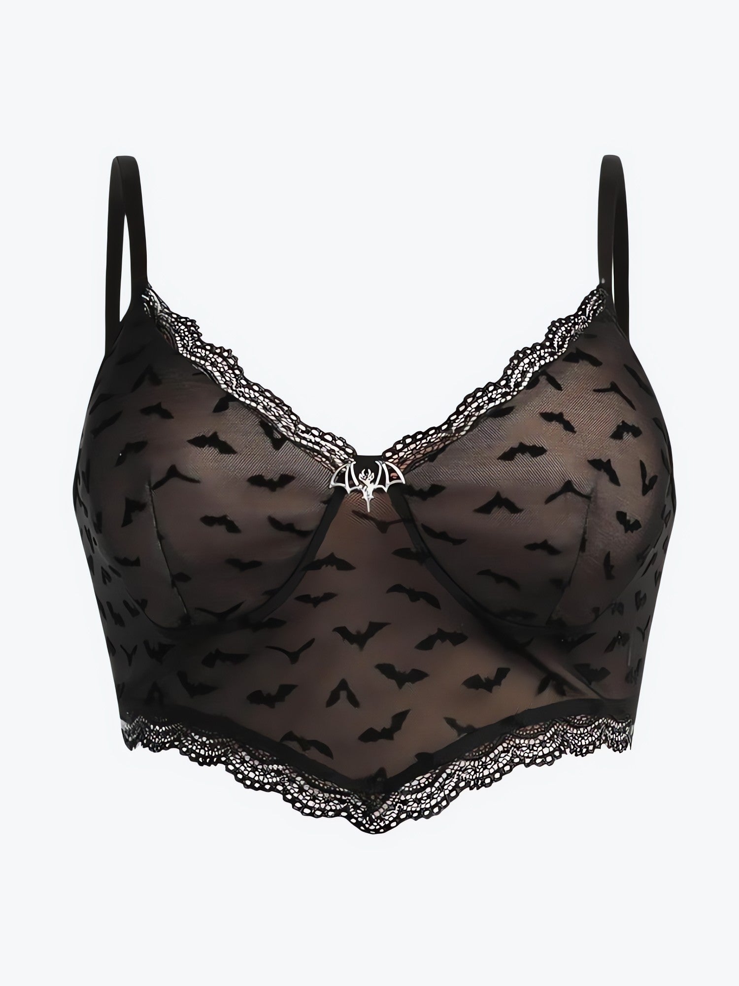 Goth Bat Mesh Bustier Crop Top - KAYSMAR